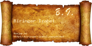 Biringer Izabel névjegykártya
